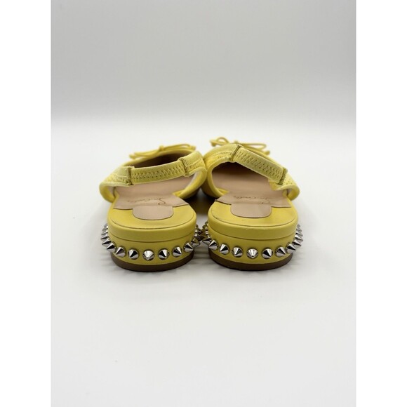 Christian Louboutin Yellow Hall Sling Spiked Slingback Flats Leather Sz EU 36 6 - Picture 8 of 11